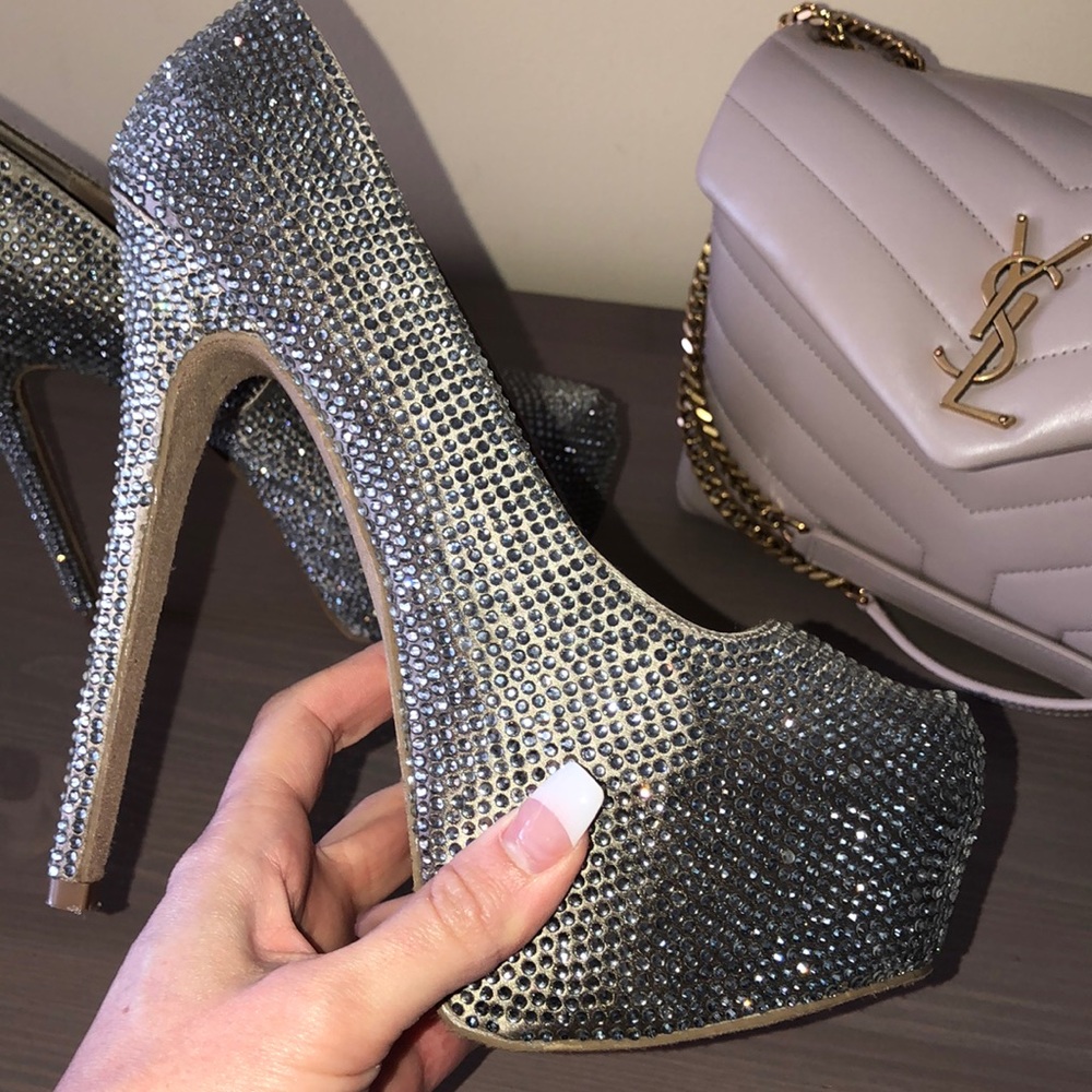 Steve Madden Rhinestone heels -silver